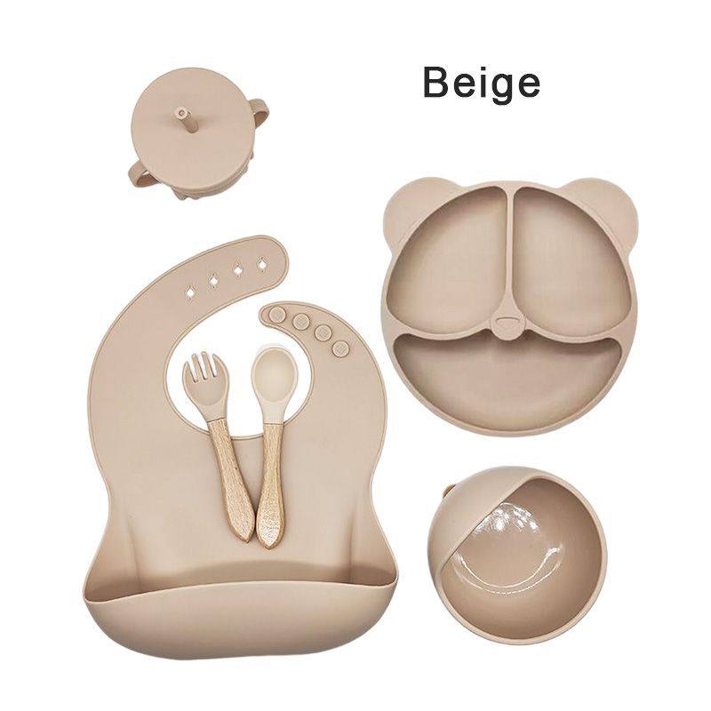 Silicone Baby Tableware Set 6-Piece Set Silicone Dinner Plate Suction Cup Silicone Kidsren's Dinner Plate Suction Cup Bowl Baby Supplies