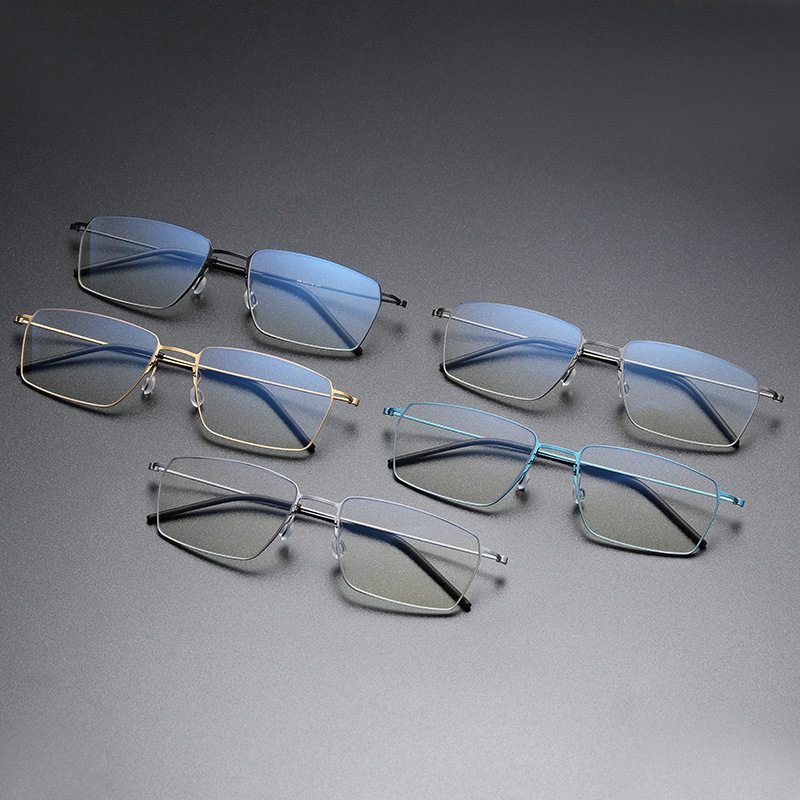 7g Ultra-Light Linde Same Style Screw-Free Pure Titanium Business Glasses Frame Normcore High-End Glasses Frame Hong Kong Style Men 5509