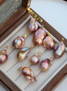 珍珠吊坠大巴珍珠手工贴金箔