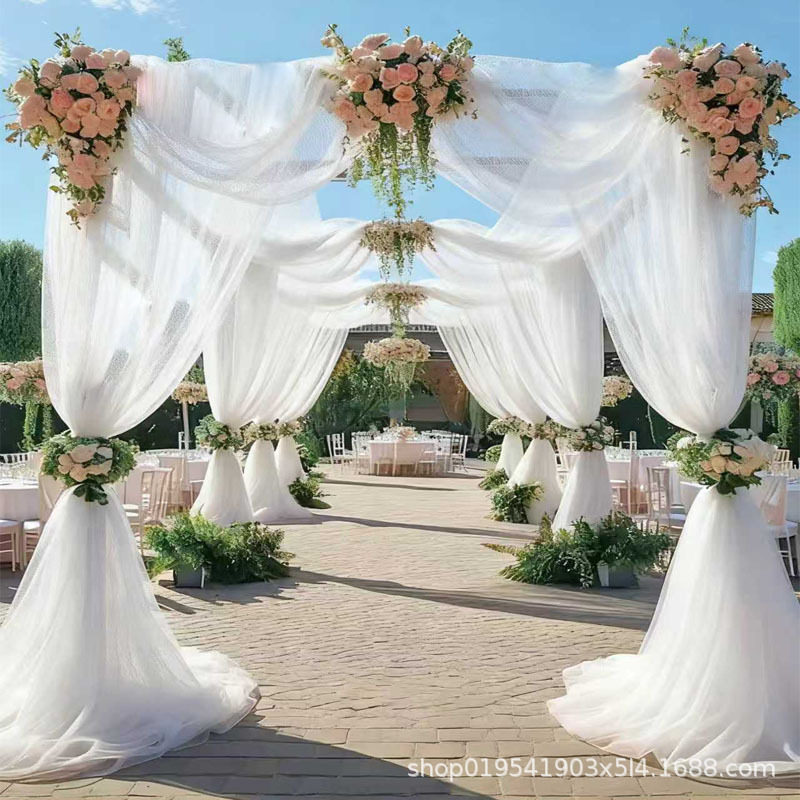 Hot Selling Gauze Outdoor Lawn Wedding Gauze Party Wedding Arch Curtain Ceiling Swiss Gauze Background Mesh