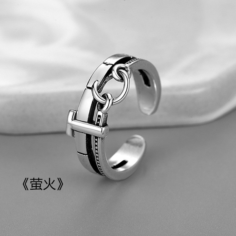 男士戒指个性叠戴组合电镀圆形复古貔貅单身戒莫比乌斯可调节指环