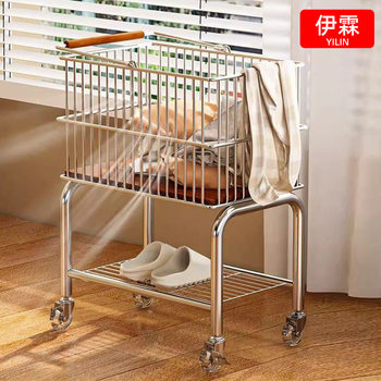 Medieval-Style Dirty Clothes Basket, Movable Metal Ins-Style Storage Rack, Household Bathroom Toilet Storage Dirty Clothes Basket