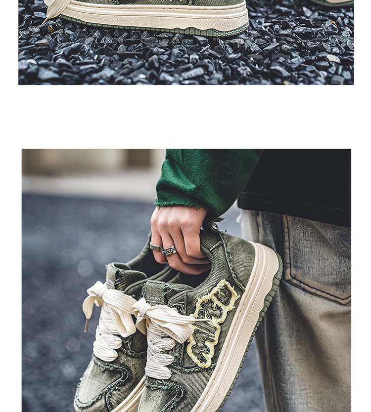 Meiretu Spring/Summer New Men's Shoes Denim Breathable Thick-Soled Ins Trend Casual Retro Canvas Shoes 992 16 O1CN01VkzV9n1YyfpuFPJN0 !!2212671423128 0 cib