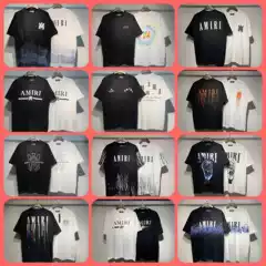 Cross-Border Wholesale Am1R1 Icon Correct Version Splash Ink Flow Paint Camouflage Starry Sky Graffiti Letter Short-Sleeved Couple T-Shirt