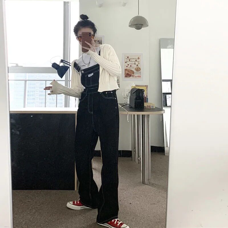 Womens Denim Jumpsuit Loose Fit Straight Leg Youthful Style Casual Wear for Spring and Autumn Wholesale Available