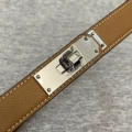 Silver buckle + two layers of khaki leather