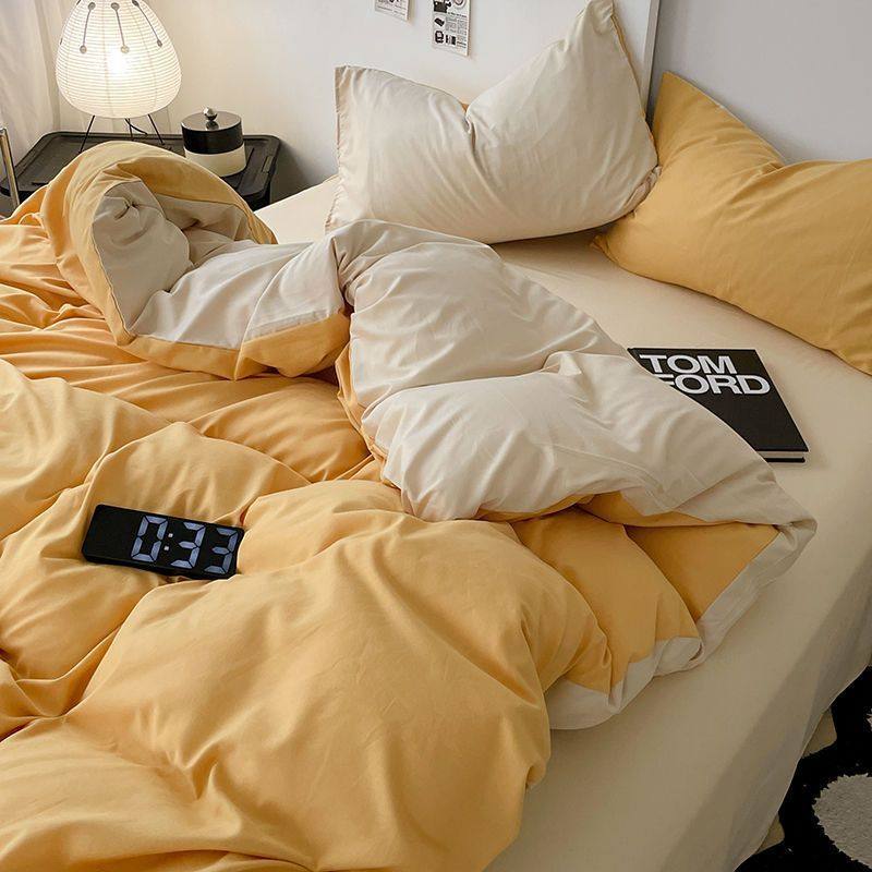 Soft and Skin-Friendly Quilt Cover, Four-Piece Bed Sheet Set, Three-Piece Student Dormitory Set, Portable Quilt Cover That Does Not Pill