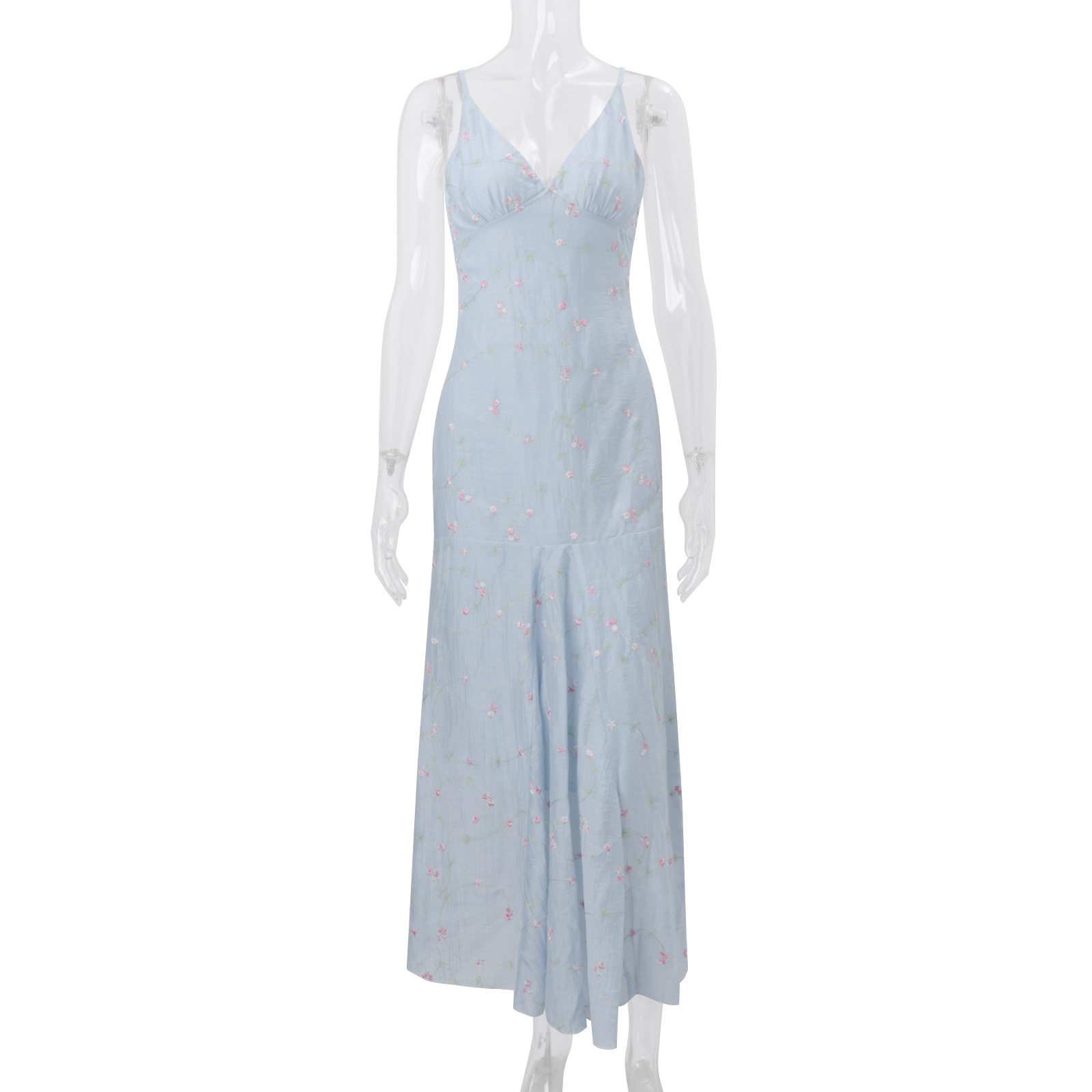 Elegant Floral Maxi Dress V Neck Sleeveless Summer Style Perfect for Vacation or Casual Outings Wholesale Available