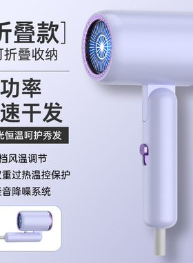 同色系霞光紫可折叠吹风机家用大功率负离子网红高速