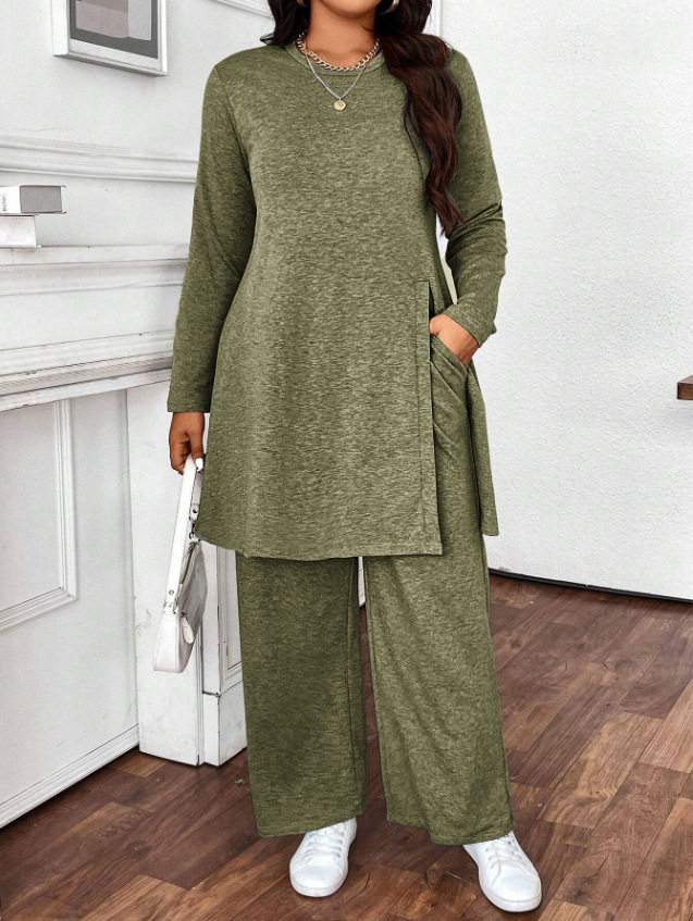 Casual Korean Fashion Suit for Women 2025 New Autum Casual Style Long-Sleeved Tops Slimming Look Pants Two-Piece Set