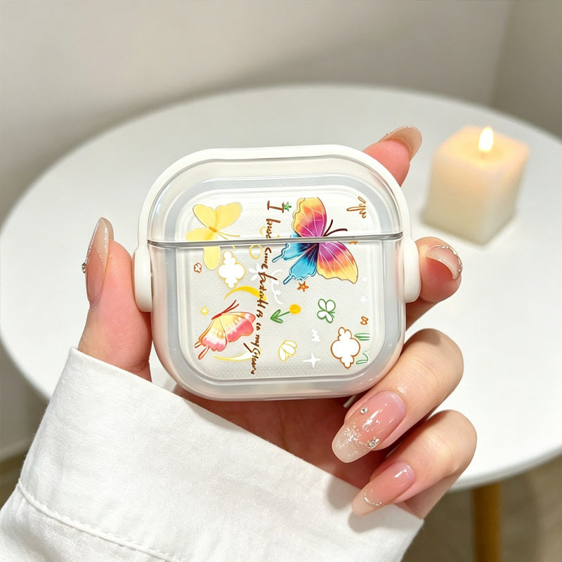 Прозрачная оболочка прозрачного цвета butterfly подходит для Apple Airpods 1/2/3 поколения защитная оболочка cover pro с кронштейном Изображение 1