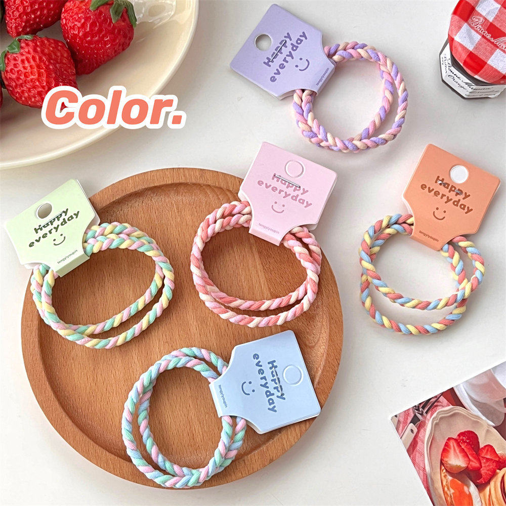 Colorful small fresh hair rope girl ball head high ponytail hair band high elastic durable head rope cute headdress
