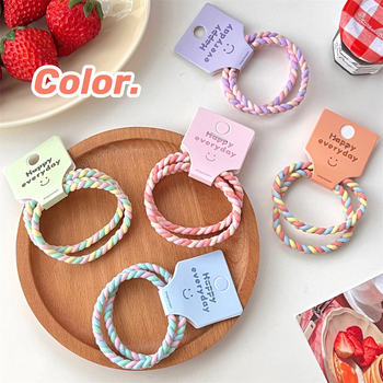 Colorful small fresh hair rope girl ball head high ponytail hair band high elastic durable head rope cute headdress