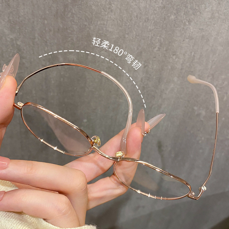Ultra-Light Titanium High-End Retro Plain Gold Wire Glasses H9008 Polygonal Myopia Glasses Danyang Glasses Wholesale