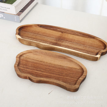 Spot Creative Solid Wood Tray Coffee Snack Cake Display Tray Creative Cloud Shape Household Solid Wood Tray