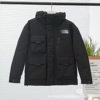 High-End New North Face Workwear down Jacket with Diagonal Zipper Pockets, Stand Collar, Couple's Same Style, Hooded Fashion Versatile Coat