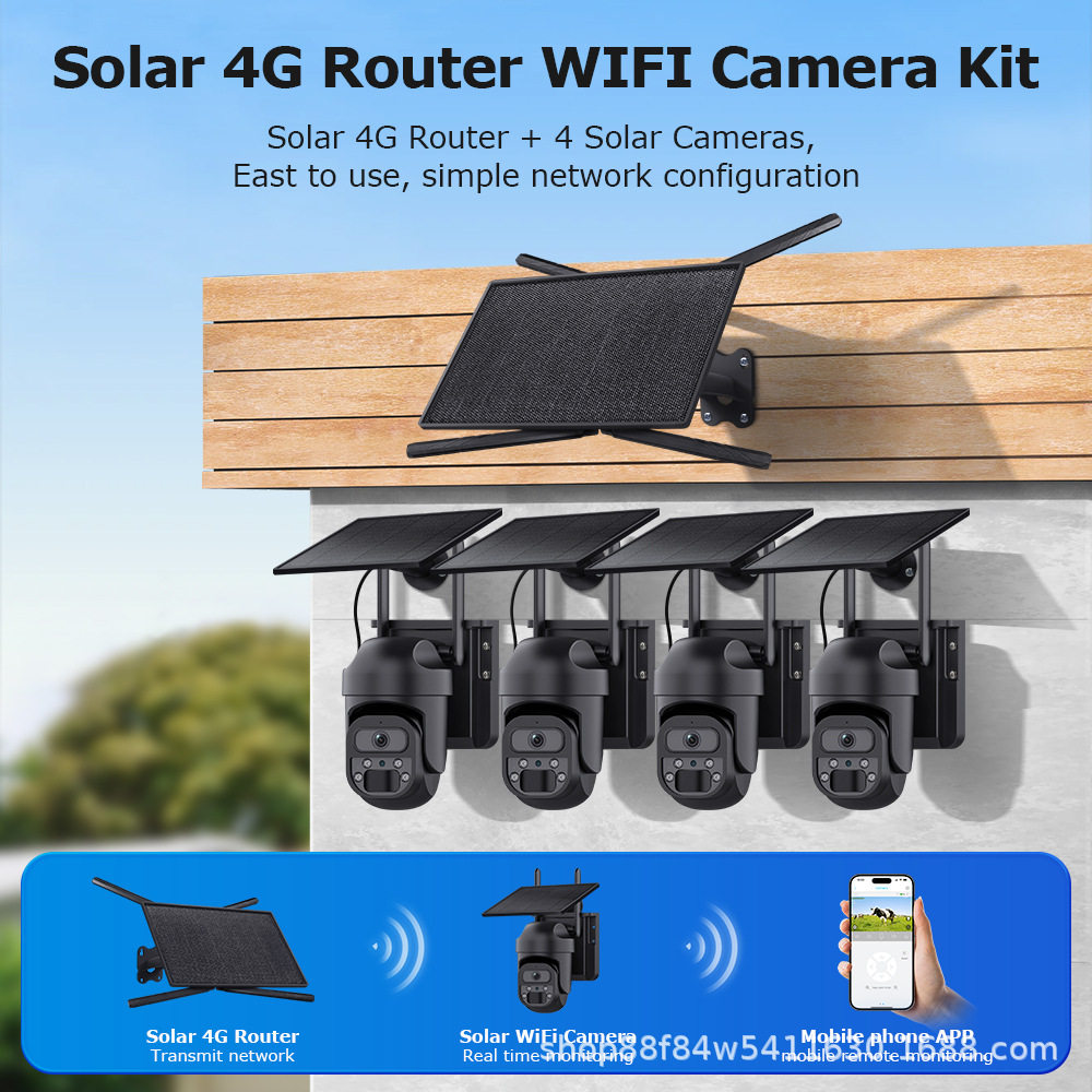 Cross-Border New Product Solar Wifi Camera 6Mp Outdoor Wireless Full Color Night Vision Surveillance Camera Set