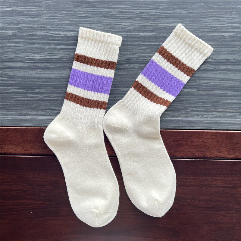 潮牌cityboy日系粗线条纹长袜女堆堆袜棉运动复古中筒袜子男ins潮