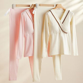 Maternity Autumn and Winter Pure Cotton Thermal Underwear Nursing Sleepwear All-Season Warm Postpartum Loungewear