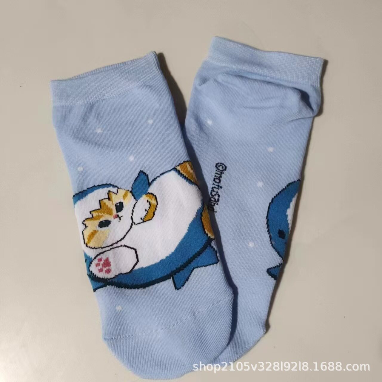 日单mofusand鲨鱼猫库存炸虾猫系列外贸出口女卡通棉袜短袜可爱袜