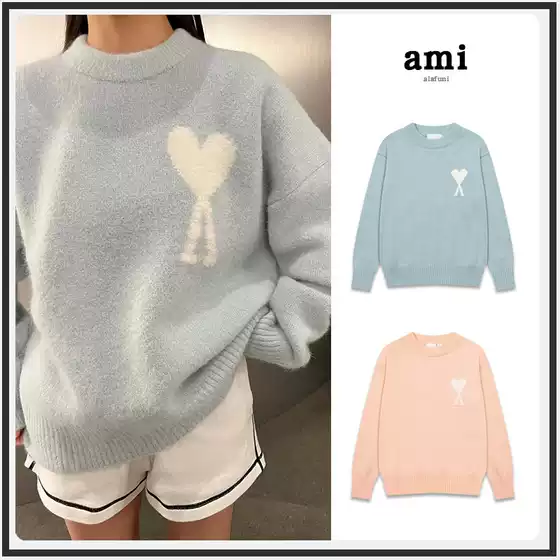 Cross-Border Ami Heart Knitwear 25Ss Autumn and Winter New Jacquard Loose Casual Lazy Style Knitwear for Men and Women Couples