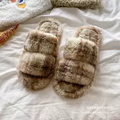 Retro Plaid Cotton Slippers for Women, Autumn and Winter 2025 New Model, Indoor Home Use, Thick-Soled, Postpartum, Plush, Warm Women's Slippers
