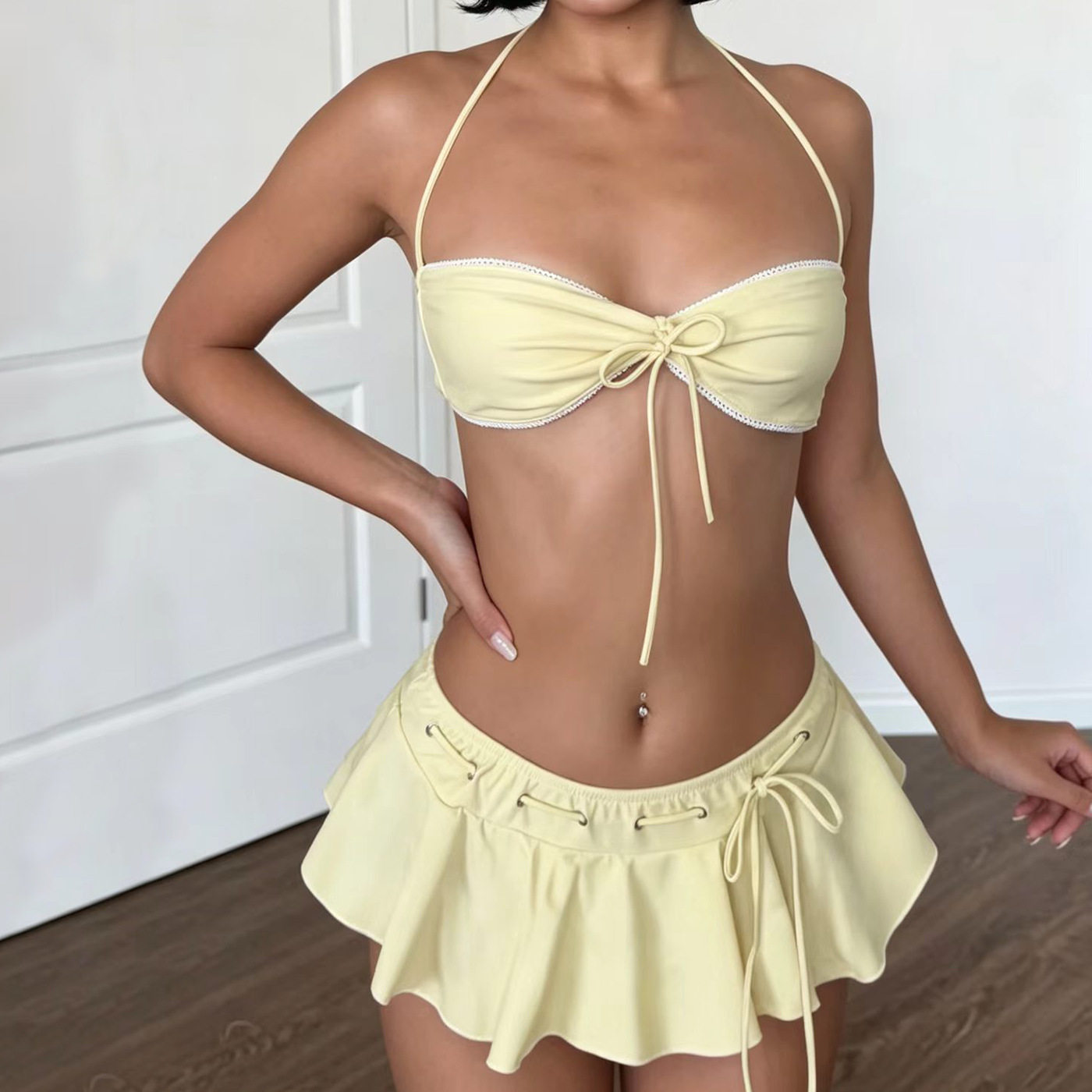 Summer Two Piece Set Sexy Halter Neck A Line Skirt Beach Vacation Style Wholesale Available factory direct