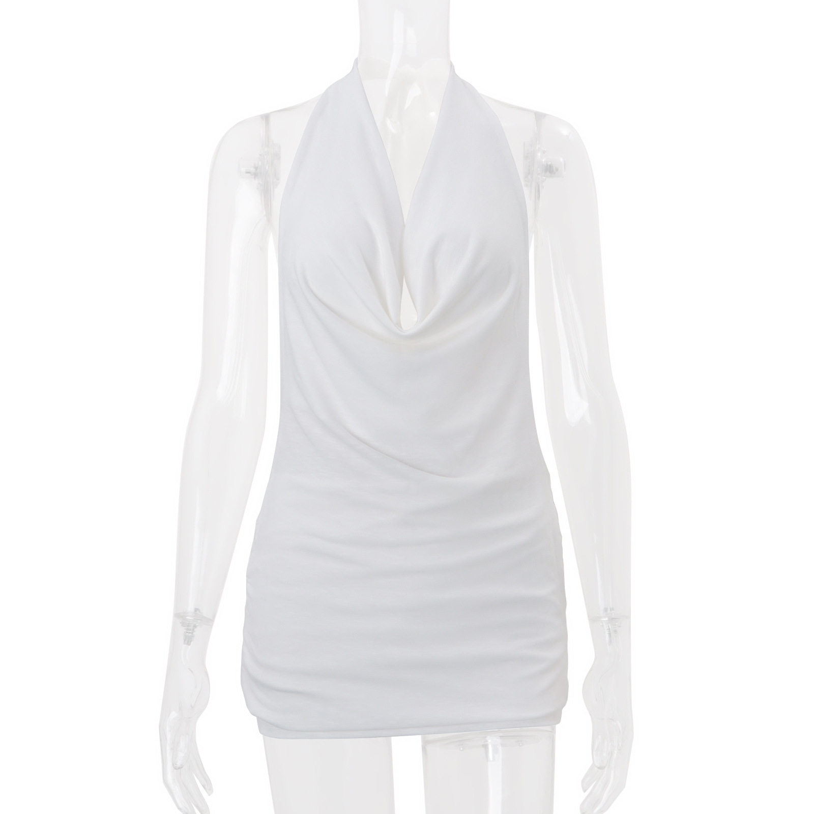 Summer Womens Dress Fashionable Hollow Back Sleeveless Solid Color Sexy Neckline Perfect for Vacation Wholesale