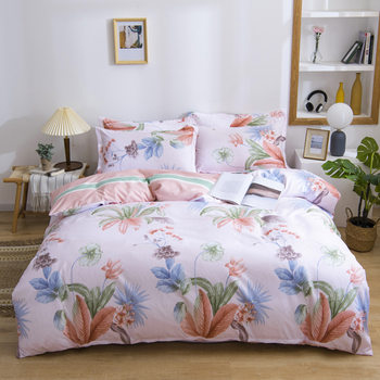 Live Broadcast Popular Platinum Cotton Four-Piece Set Thickened Brushed Bedding School Dormitory Three-Piece Bed Sheets Quilt Cover