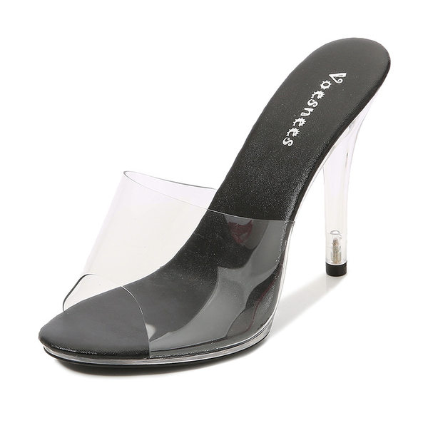 Giày Sandal Cao Gót Nữ Quai Trong Suốt Gót Nhọn Gót Cao 11cm Màu Trắng, Đen, Xanh, Hồng...
