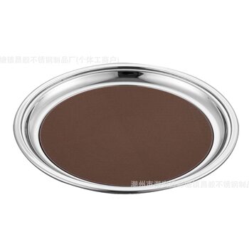 201 stainless steel thickened 1.0 round tea tray tray dessert plate restaurant plate with silicone non-slip mat multi-size