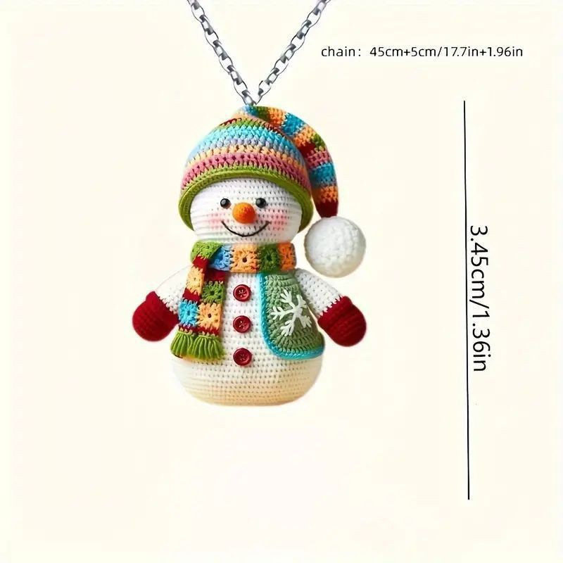 Acrylic Christmas Artificial Weaving with Colorfulful Scarf Christmas Snowman Earrings Pendant Necklace Christmas Pendant Decoration