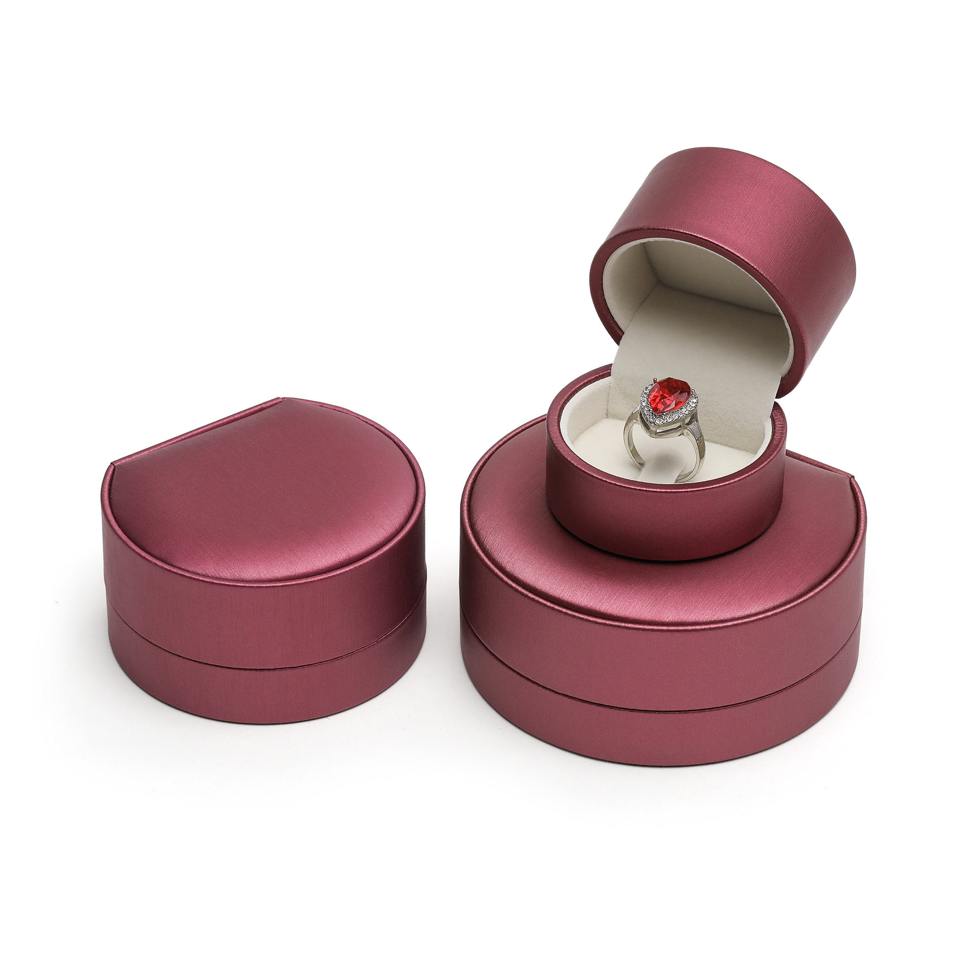 Creative Semicircle Ring Box Pu Leather Jewelry Box Jewelry Box High-End Pendant Necklace Box Jewelry Bracelet Gift Box