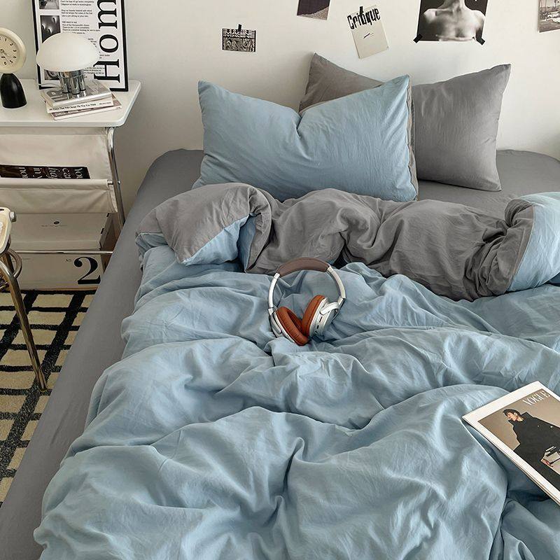 Category a Maternal and Infant Grade, Ultra-Soft Washed Brushed Bed Sheetss and Quilt Covers for Sleeping Naked, Four-Piece Set, Student Dormitory Three-Piece Set, Fitted Bed Sheets 4