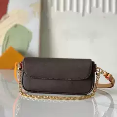(Guangzhou Cross-Border Top-Grade Leather) New Vintage Pattern Pochette Mia Underarm Bag, Horn-Shaped Shoulder Handbag, Lunch Box Bag