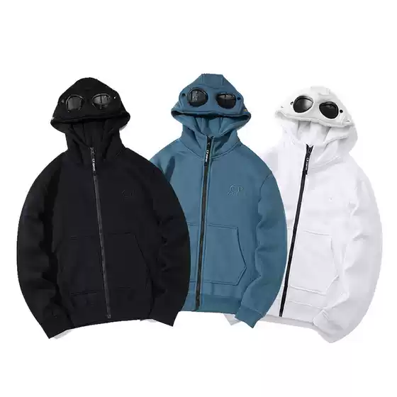 Cross-Border Cp Embroidered Logo Cardigan Zipper Trendyy Loose Casual Style Company Glasses Hooded Sweatshirt Jacket
