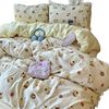 Four-Piece Set of Class a Maternal and Infant Grade Bedding, Washed Cotton Double-Layer Gauze Bed Sheetss and Fitted Bed Sheetss, Student Dormitory Three-Piece Set