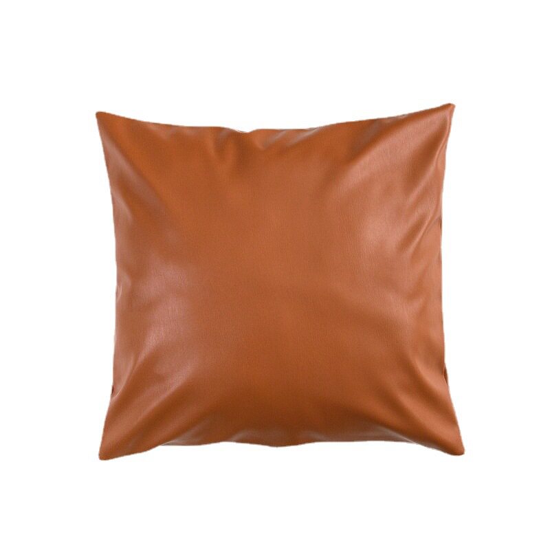 Soft Imitation Cowhide Accessible Luxury Pillow Case with Leather Texture Waist Pillow Living Room Sofa Technology Cloth Cushion Simulated Leather Pillow