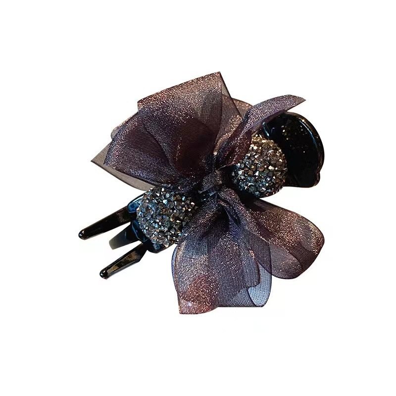 Ball head hairpin women's summer simple elegant flower mesh back head hair clip updo hairpin