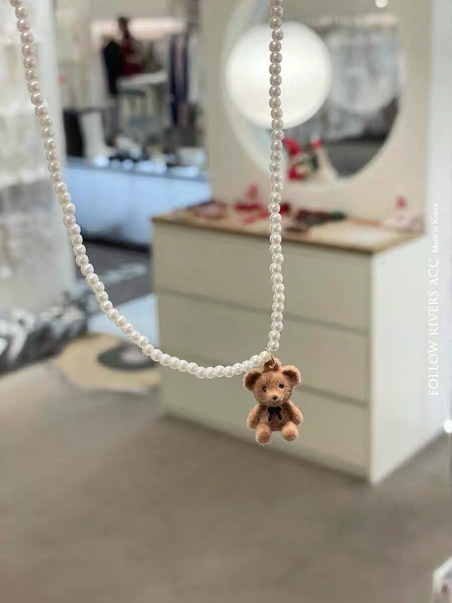植毛熊-真珠チェーン