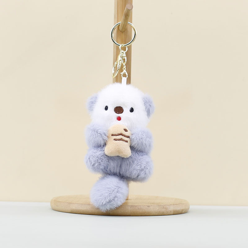Cross-border Cute Moe Water Seto Pendant Plush Toy Doll Holding Fish Sea Otter Bag Pendant Keychain Doll