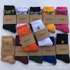 New Style Embroidered Carhartt Socks for Men and Women, Workwear Style, Fashionable and Trendy, Towel Bottom, Gold Label, Thickened Sports Cotton Socks