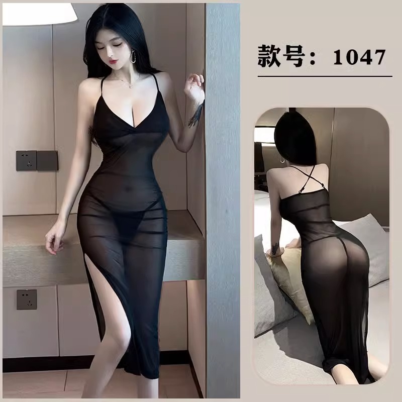 开叉连衣裙性感长裙新款纯欲修身后妈裙情趣内衣诱惑纯欲小妈裙女
