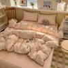 Light Luxury Shell Edge Four-Piece Set of Pure Cotton Bedding Bed Sheetss, Quilt Cover, Fitted Bed Sheets, Cotton Dormitory Three-Piece Set
