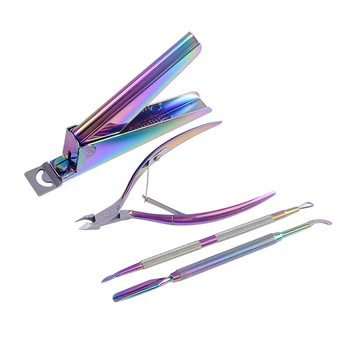 Color dead skin scissors nail clippers suit color titanium dead skin Clippers nail clippers steel push to remove dead skin barbed beauty factory wholesale