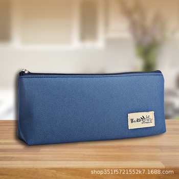 Lengthened pencil case simple lightweight fashion canvas solid color stain-resistant stationery bag boy large capacity primary school student stationery box