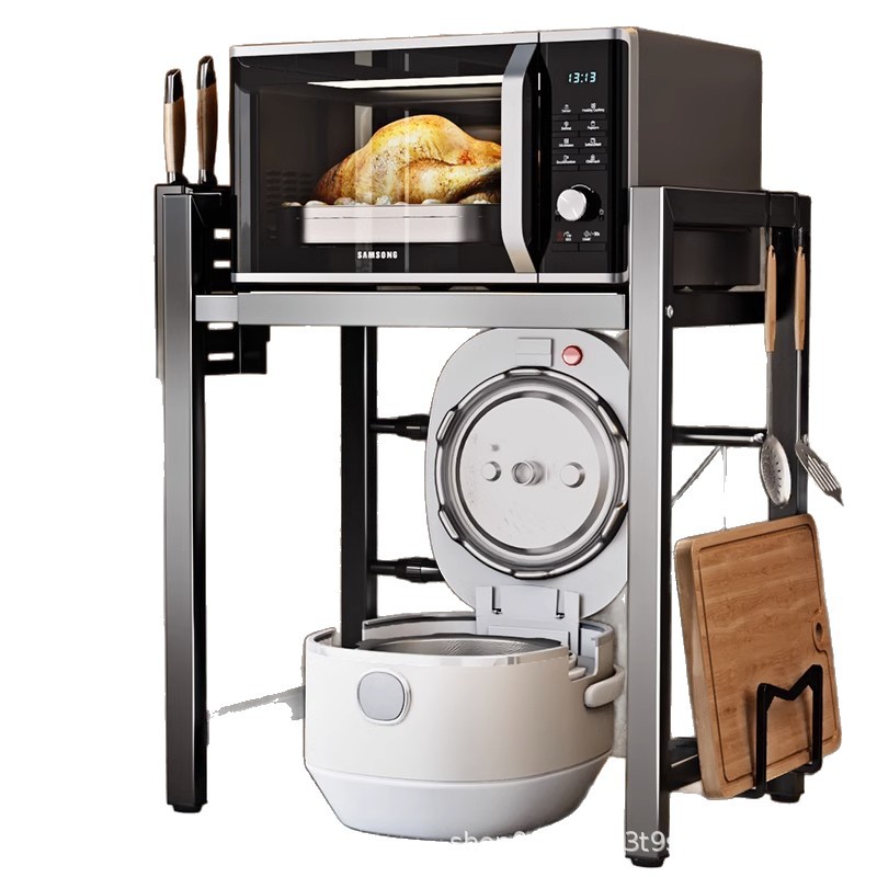 Kitchen Rack Rice Cooker Rack Telescopic Microwave Rack Retractable Oven Storage Rack Countertop Home