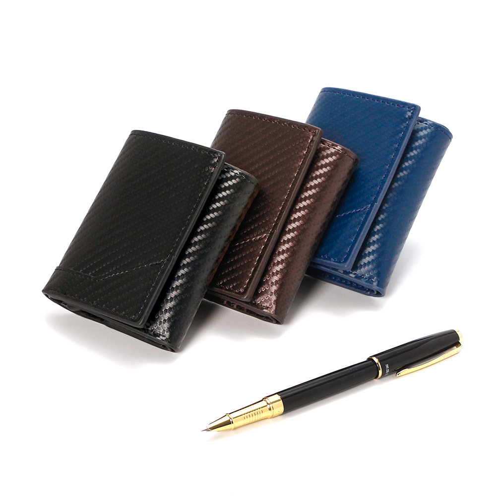 European and American men's and women's carbon fiber pattern color PU leather business card bag business card seat pattern business card bag card case
