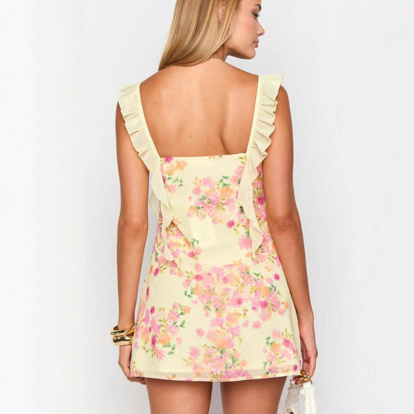 Elegant Floral Sleeveless Backless Dress Womens Fashion for Autumn Perfect for Parties and Special Occasions Wholesale