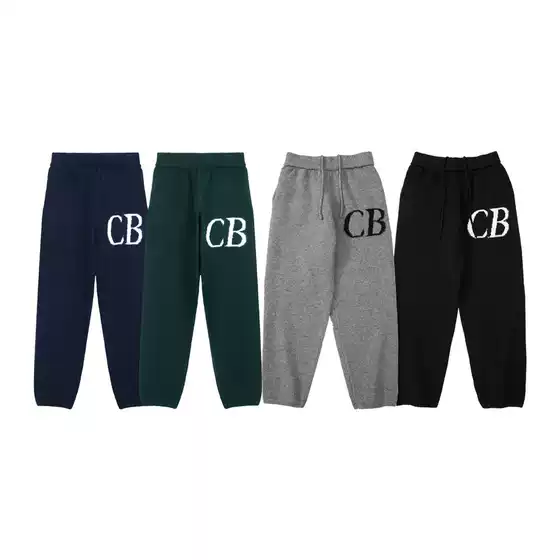 ColeBuxton minimalist letter jacquard woolen pants, casual and lazy style, high street loose knit pants, trendy brand